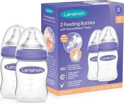 LANSINOH 160 ml maitinimo buteliukai, 2 vnt.