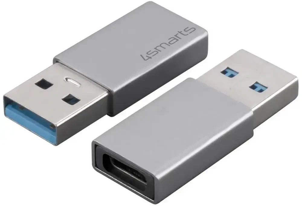 Adapteris 4smarts Passive USB-A 3.0 į USB-C, 2 vnt., sidabrinis