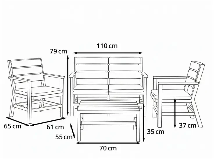 Lauko baldų komplektas Bica Sodo baldų komplektas Doghe beige