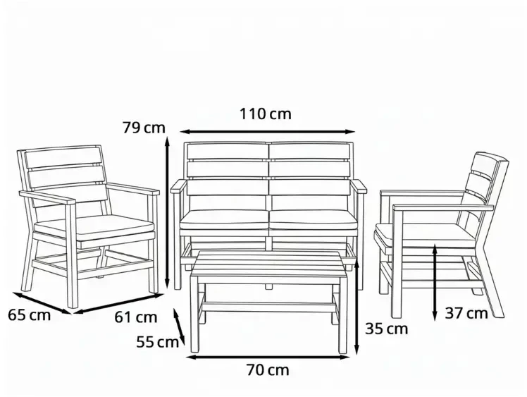 Lauko baldų komplektas Bica Sodo baldų komplektas Doghe light pilkas