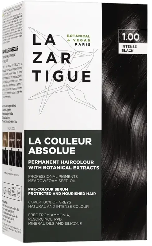 Lazartigue La Couleur Absolue Permanent Hair Dye 1.00 Intense Juodas, 143 ml
