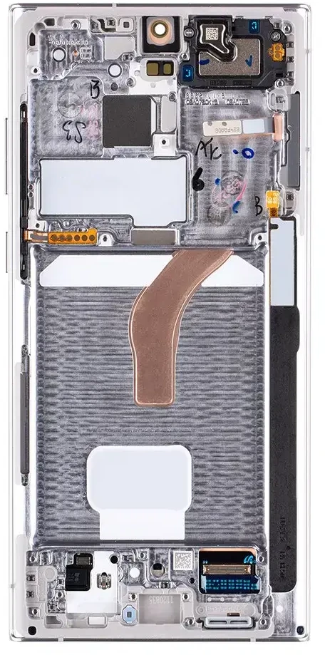 Dėklas LCD ekranas + jutiklinis blokas + priekinis dangtelis Samsung S908B Galaxy S22 Ultra Phantom Baltas (pakeitimų paketas)