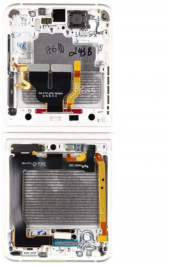 Dėklas LCD display + Touch Unit Inner Samsung F711B Galaxy Z Flip 3 5G Kreminis (Service Pack)