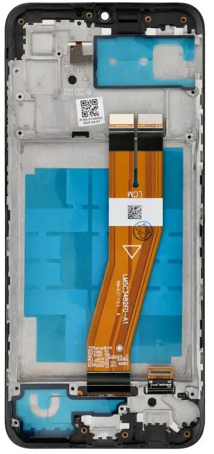 LCD ekranas, skirtas SAMSUNG A03 A035G OEM su rėmeliu (164 mm)