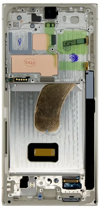 LCD ekranas + jutiklinis blokas + priekinis dangtelis „Samsung S918 Galaxy S23 Ultra Kreminis“ (pakeitimų paketas)