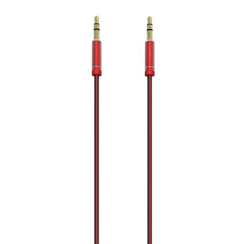 Raudonas 3.5mm AUX kabelis su pintomis jungtimis