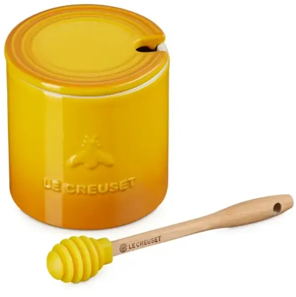 Excellent Housware Le Creuset medaus indelis su šaukšteliu, 420 ml, geltonas, keramikos dirbiniai