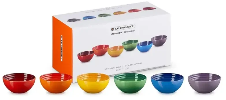 „Le Creuset“ 6 skirtingų spalvų keraminių dubenėlių rinkinys, po 330 ml