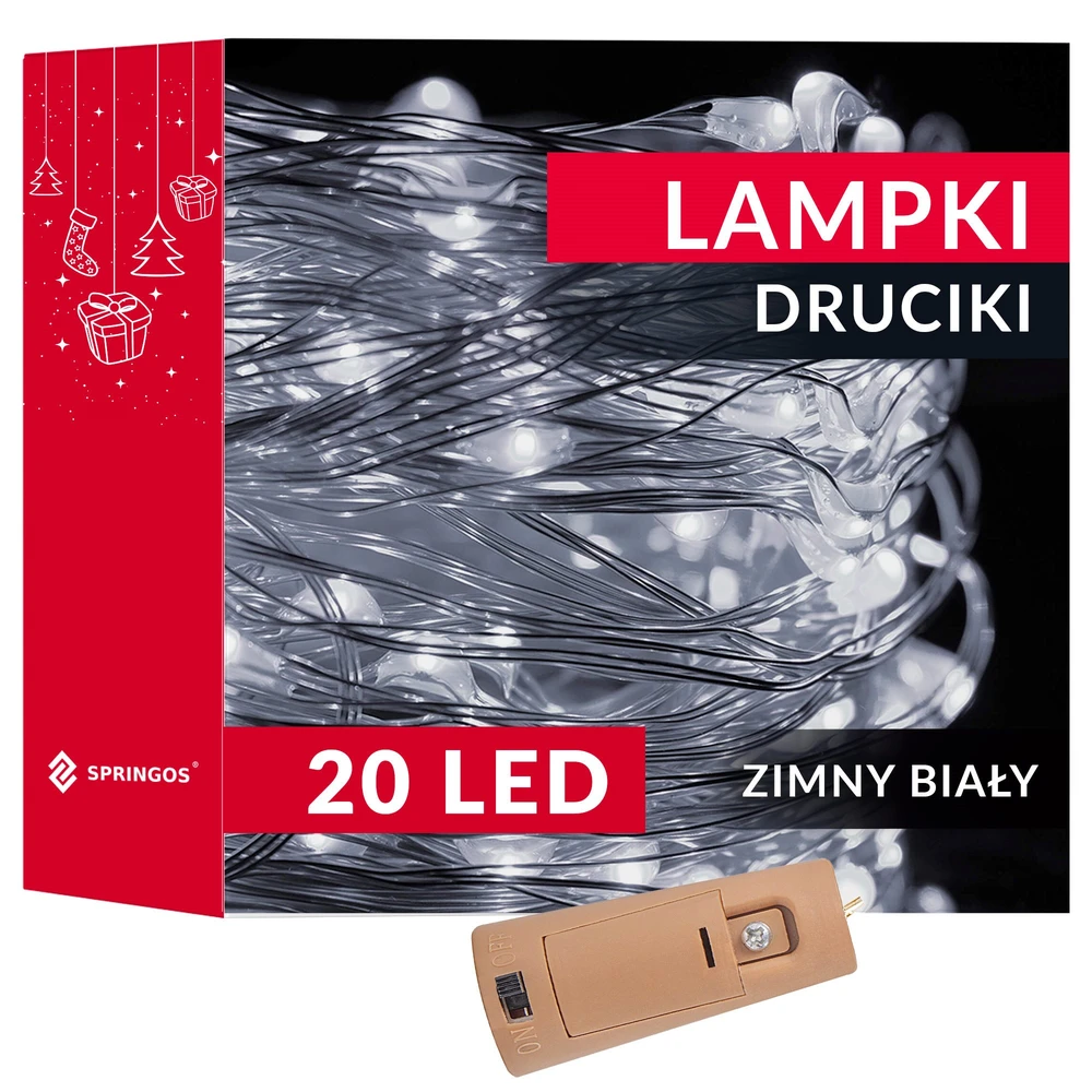 LED lemputės su baterijomis Springos CL0027, 1,9 m