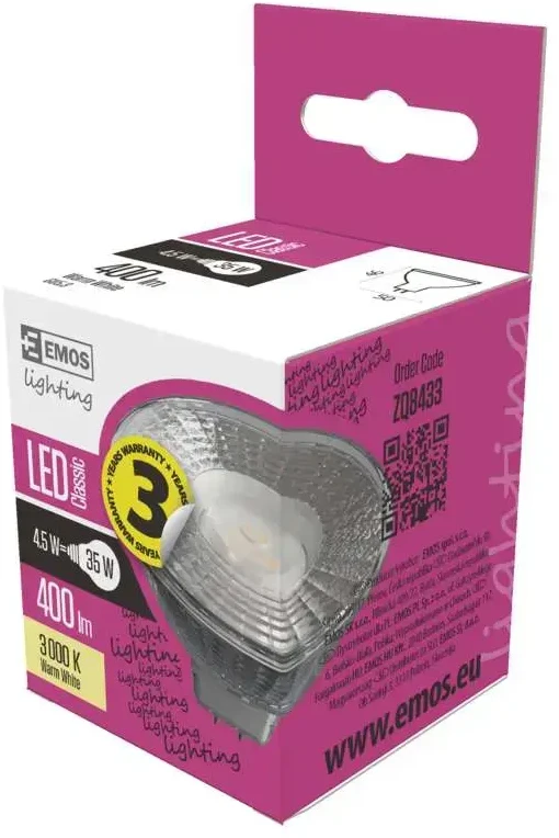 Lemputė LED GU5.3 (MR16) 12V 4.5W 400lm, neutraliai balta, EMOS