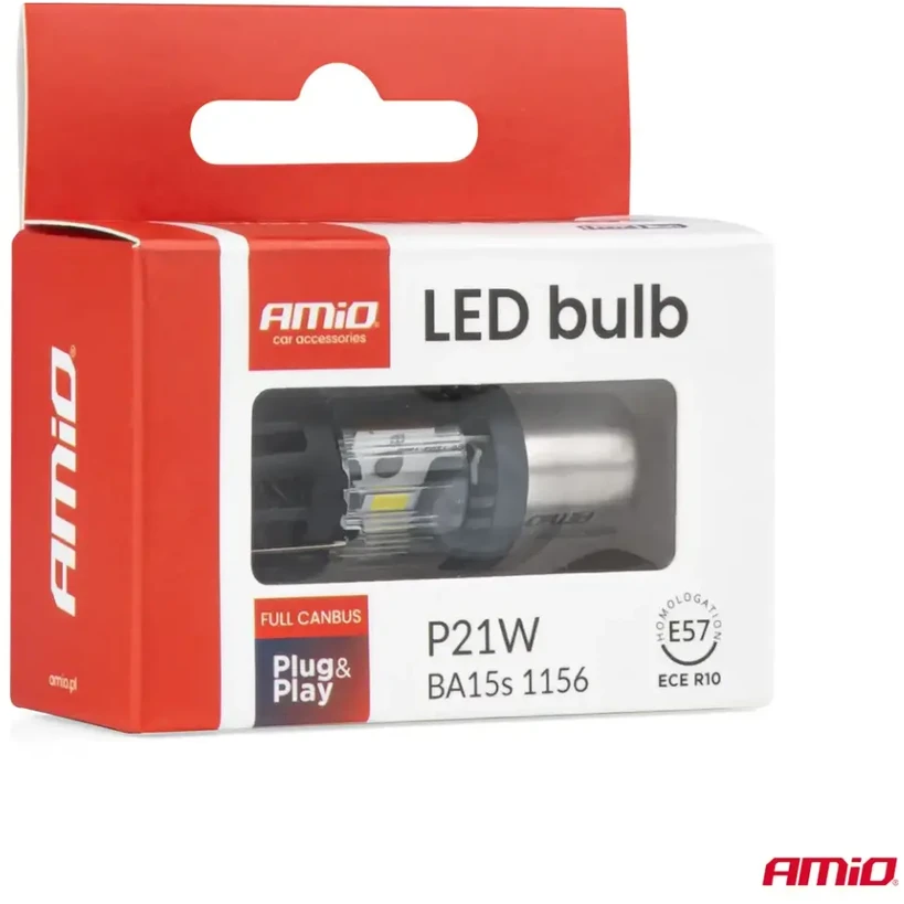LED lemputė „lumitec ba15s p21w“ 12v, „full canbus“, balta, 1 vnt. amio-04688