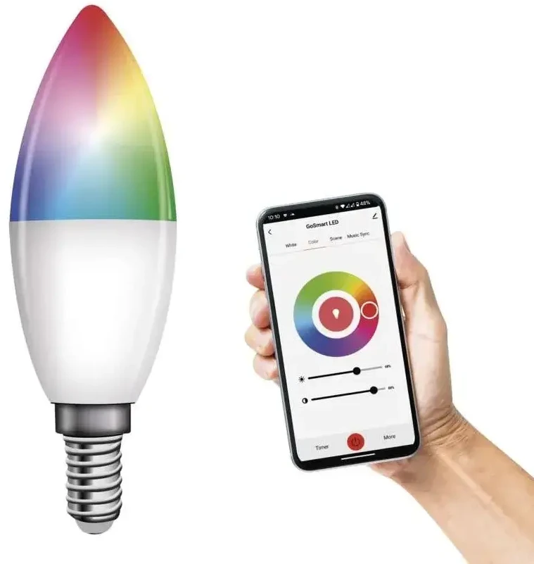 Lemputė LED E14, 230V, 4,8W, 470lm, 2700K - 6500K, RGB, išmanioji Wi-Fi, valdoma programėle, TUYA / Smart Life, EMOS