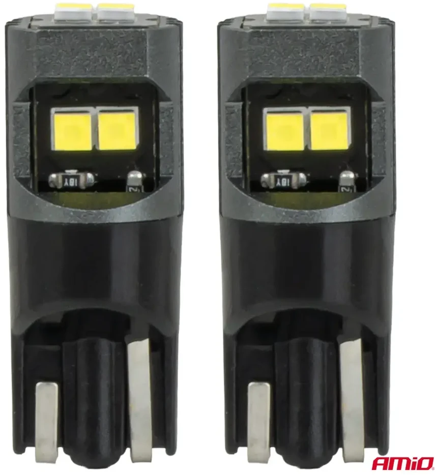 LED lemputės canbus W5W T10 2020 6SMD balta 12V 24V amio-05010