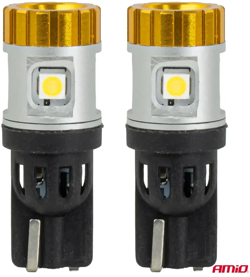 LED lemputės canbus W5W T10 3030 4SMD + 3020 1SMD balta 12V 24V amio-04990