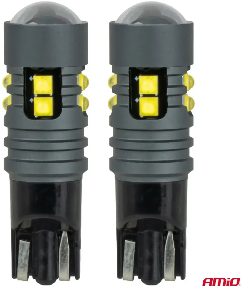 LED lemputės standard W5W T10 2525 10SMD balta 12V 24V amio-04993