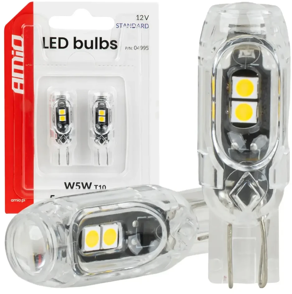 LED lemputės standard W5W T10 2835 5SMD balta 12V AMIO-04995