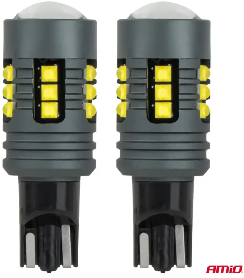 LED lemputės standard W16W T15 2525 18SMD balta 12V 24V amio-04994