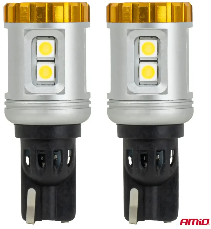 Żarówki led standard w16w t15 3030 8smd + 3020 1smd balta 12v 24v amio-04991