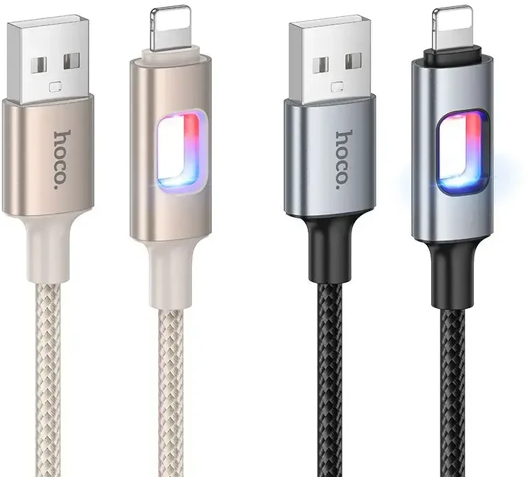 LED laidas USB A į Lightning Hoco 2,4A 1,2 m U144 juodas