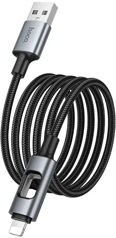 LED laidas USB A į Lightning Hoco 2,4A 1,2 m U144 juodas
