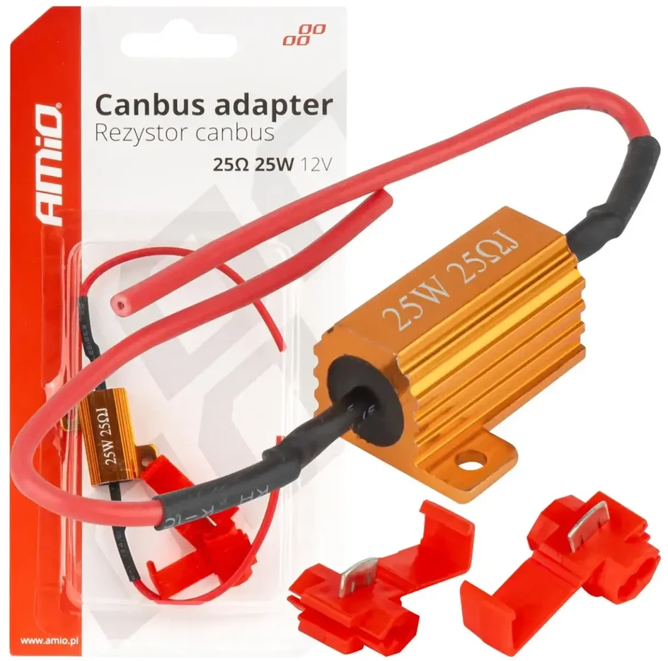 Canbus rezistorius LED lemputėms 25ohm 25w amio-04093