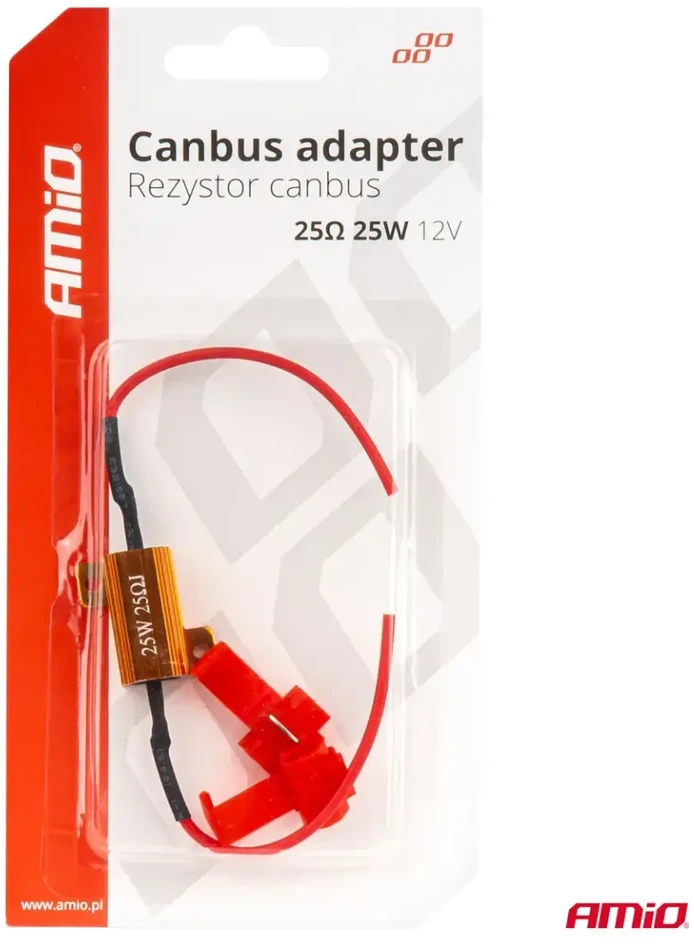 Canbus rezistorius LED lemputėms 25ohm 25w amio-04093