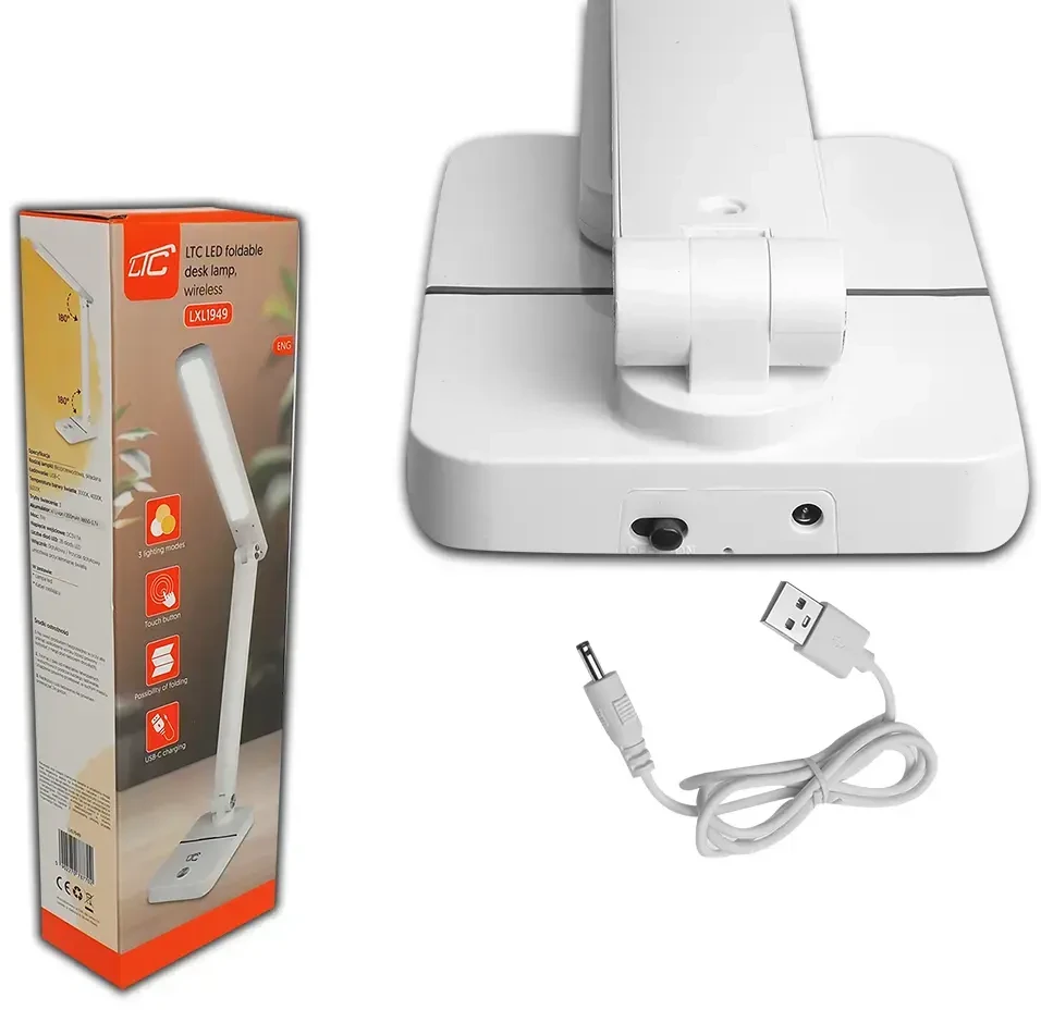 LED stalinė lempa 3W, 3000/4500/6000K, reguliuojama, 1200mAh, balta, LTC