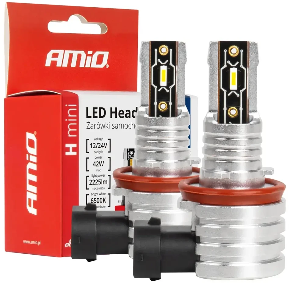 LED žibintų lemputės H-mini Series H8/H9/H11/H16 AMiO-03333