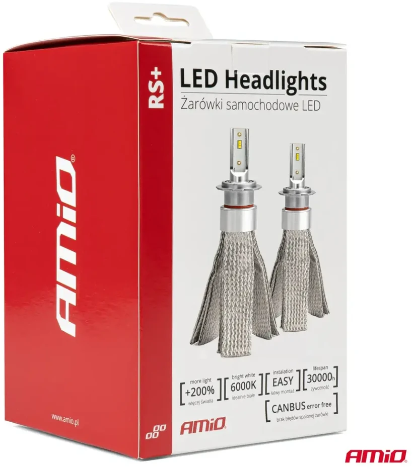 LED žibintų lemputės RS+ Series H8/H9/H11 50W AMIO-01086