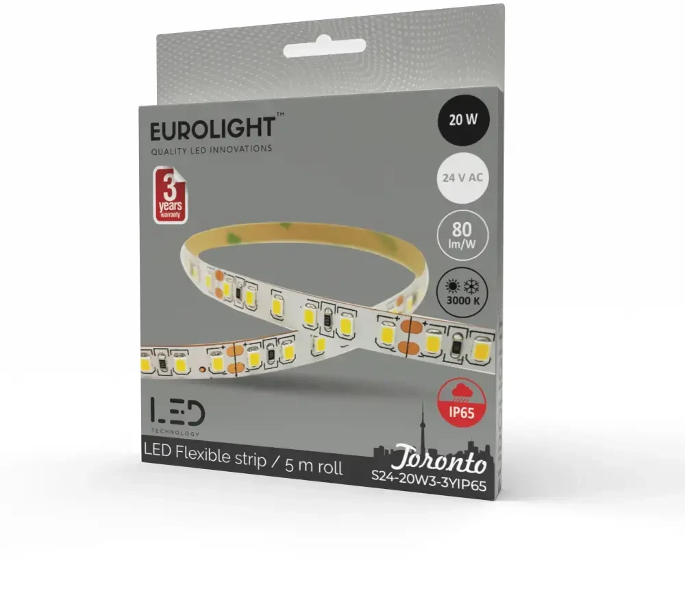 Epistar 2835 20W 3000K IP65 by silicon 120LED/m 5m Eurolight