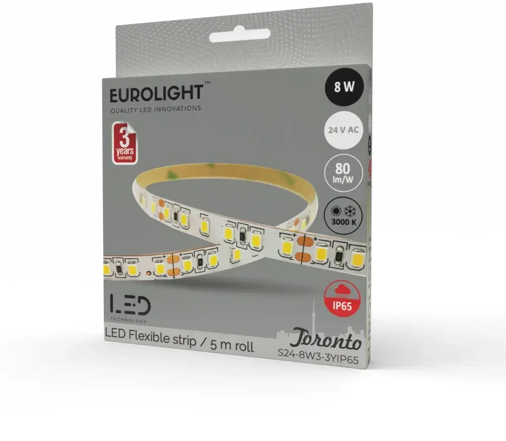 Epistar 2835 8W 3000K IP65 by silicon 60LED/m 5m Eurolight