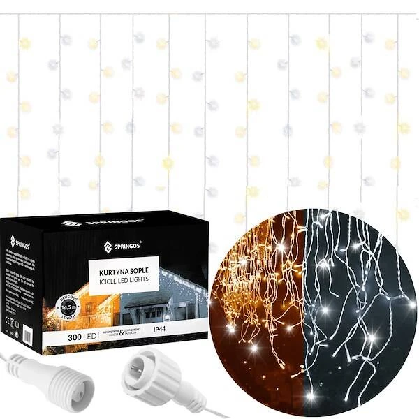 LED užuolaidų girlianda Springos CL0332, 12 m, 300 diodų