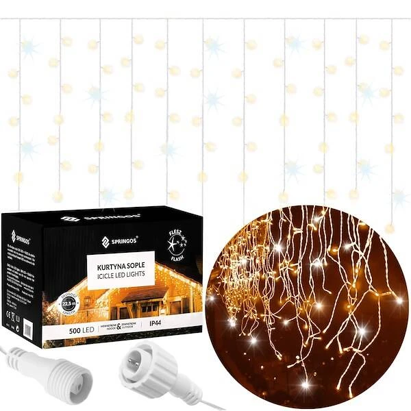 Springos Kalėdinės LED užuolaidų šviesos 20 m