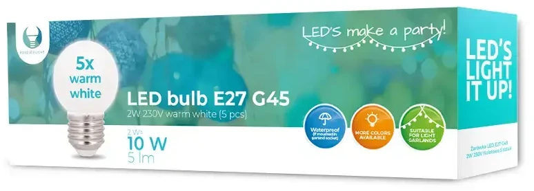 LED lemputė E27 G45 2W 230V šilta balta 5vnt Forever Light