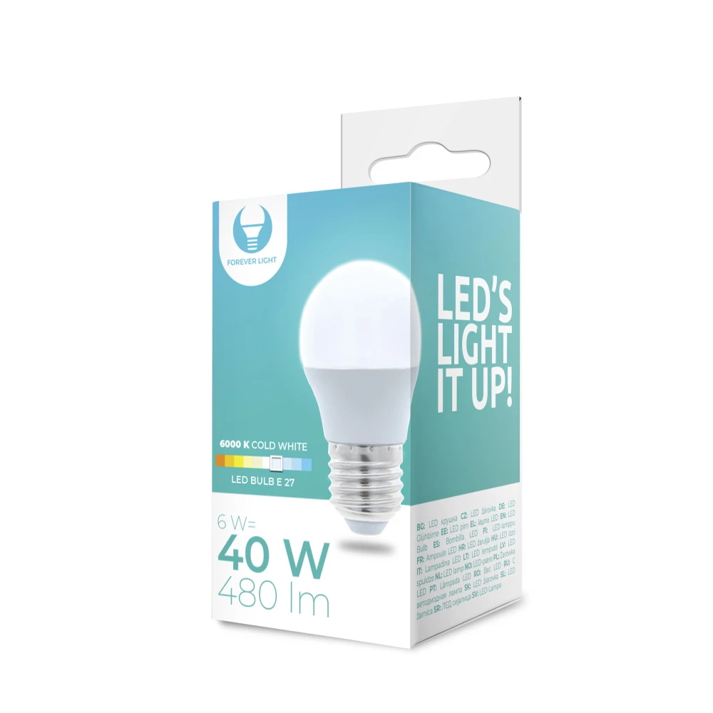 TelForceone LED lemputė E27 G45 6W 230V 6000K 480lm Forever Light