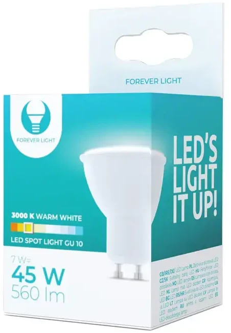 LED lemputė GU10 7W 230V 3000K 560lm Forever Light