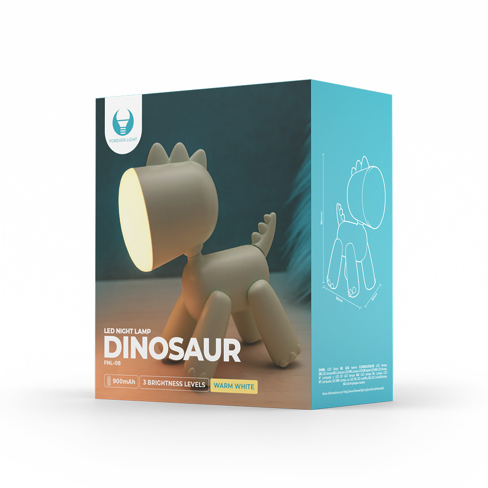 Sieninis šviestuvas LED naktinė lempa DINOSAUR FNL-08 Forever Light