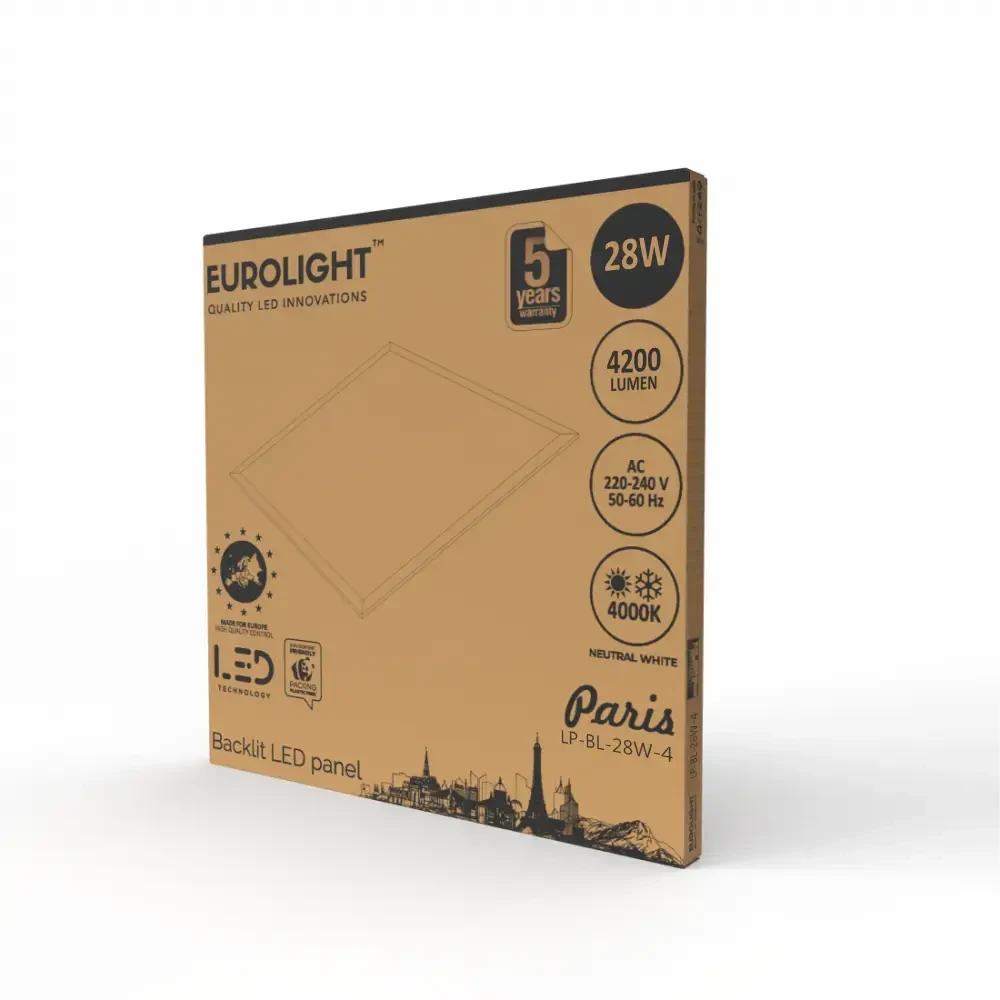 LED panelė Paris, 28W, 150 lm/W, 4000K, 595x595mm Eurolight