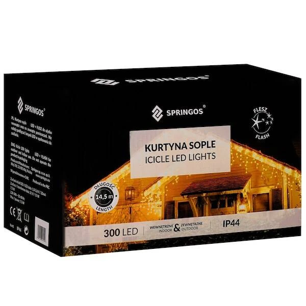 LED girlianda Springos CL4037, 300 lemputės, 14,5 m, IP44