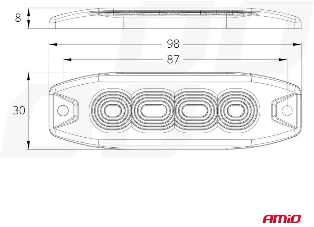 Įspėjamasis LED žibintas Amio IP67