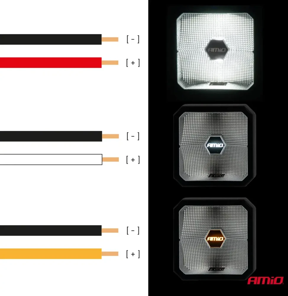Amio LED Darbinė lempa COMBO Amber&Baltas, 30W 12V 24V