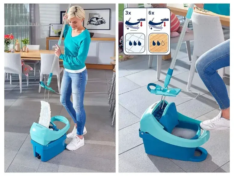 Leifheit grindų valymo kibiras Profi XL Mobile + pakaitinė šluostė Profi XL Superduster