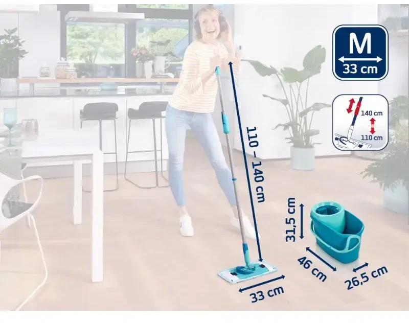 Leifheit 52127 rinkinys - šluostė ir kibiras „Clean Twist M Ergo“ + NEMOKAMAS itin stiprus grindų valiklis 1 l