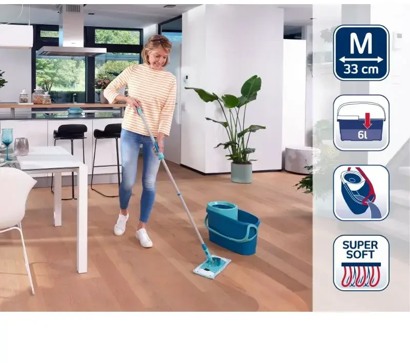 Leifheit 52127 rinkinys - šluostė ir kibiras „Clean Twist M Ergo“ + NEMOKAMAS itin stiprus grindų valiklis 1 l