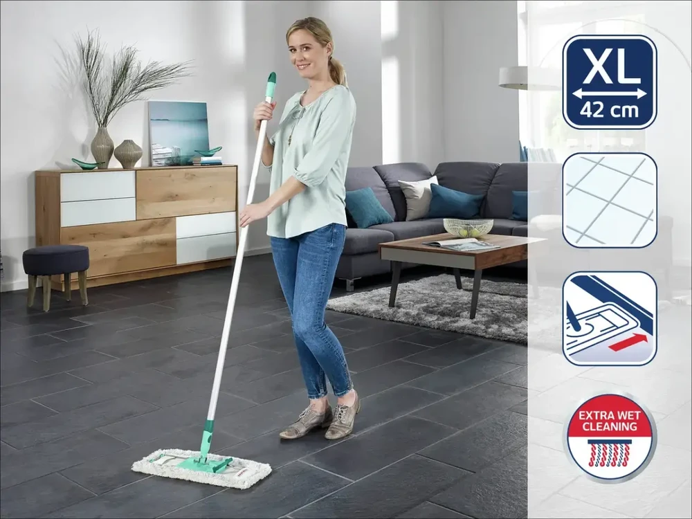 Leifheit Profi XL cotton plus mop Cotton/Fiber Pilkas, Turquoise, Baltas