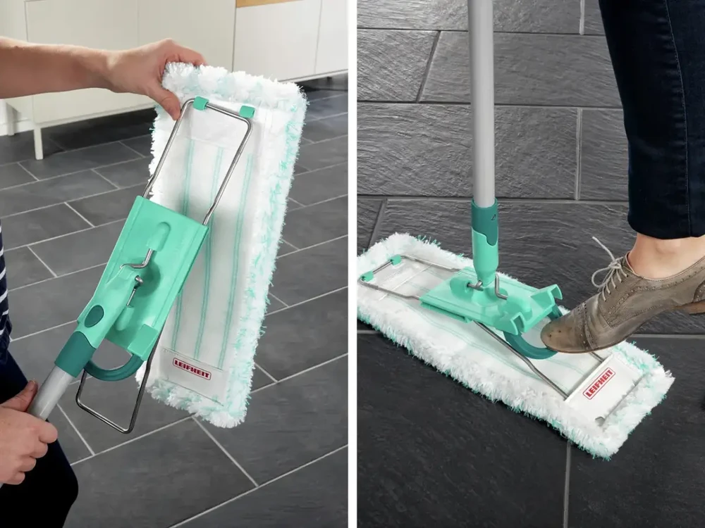 Grindų šepetys "Profi MicroDuo" su metaliniu kotu (42 cm)