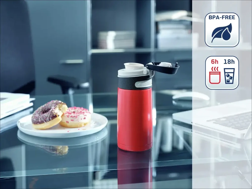 Leifheit 03245 travel mug 350 ml Juodas, Raudona Nerūdijantis plienas