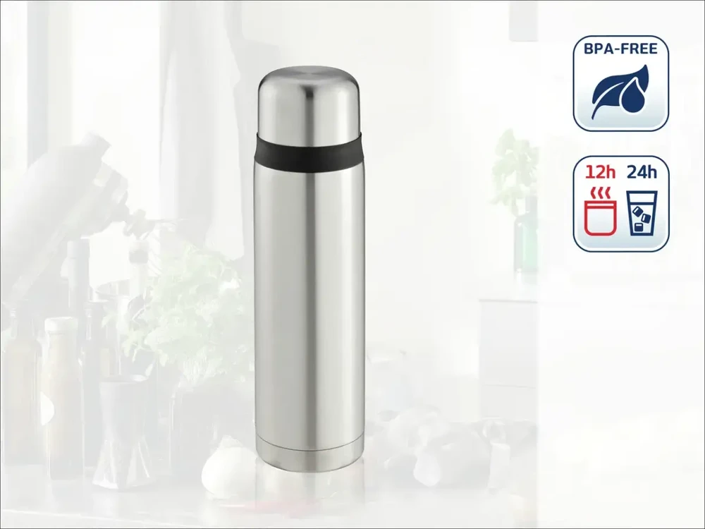 Leifheit Coco vacuum flask 1 L Juodas, Nerūdijantis plienas