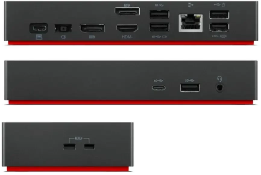 „Lenovo“ universalus USB-C dokas (su 135 W maitinimo adapteriu) | „ThinkPad“ | Ethernet LAN (RJ-45) jungtys: 1 | DisplayPort jungčių kiekis: 1 | HDMI jungčių kiekis: 1