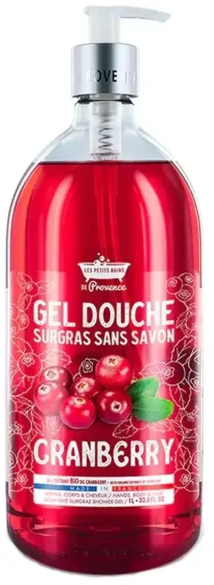 Les Petites Bains de Provence Cranberry Dušo želė For Sensitive Skin, 1000 ml